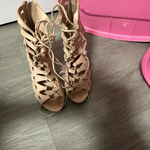 Forever 21 Nude Lace-Up Heels